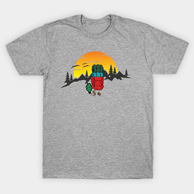 A Backpacker Has An Adventure To The Mountains T-Shirt by Owl Canvas